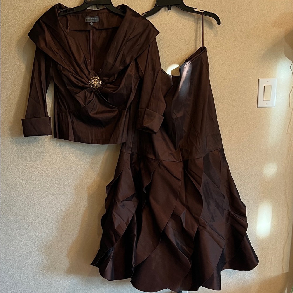 Elegant Brown Women's Evening 2 Piece Set